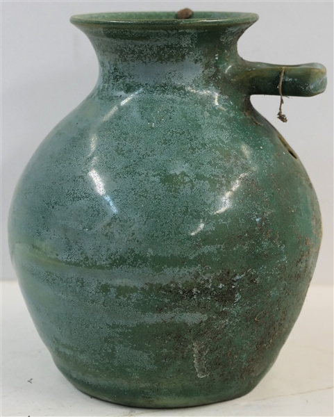 Pretty Green Holly Hill - Seagrove North Carolina Art Pottery Bid House - Dated 1996 - House Measures 5 1/2"