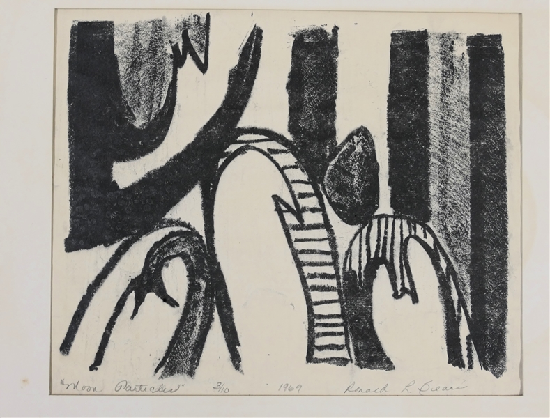 Ronald L. Sears - North Carolina Artist "Moon Particles" Number 3/10 - Dated 1969 - Artist Signed Matted Print - Mat Measures 13 3/4" by 14 1/4" 