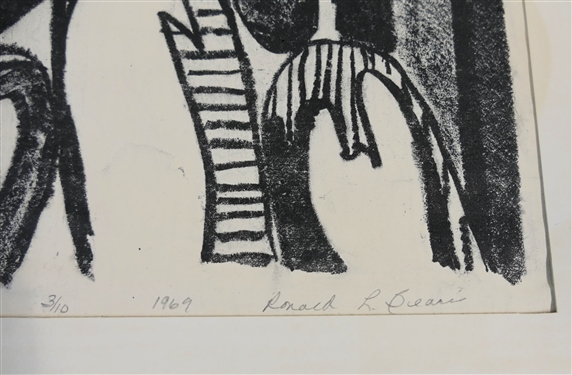 Ronald L. Sears - North Carolina Artist Moon Particles Number 3/10 - Dated 1969 - Artist Signed Matted Print - Mat Measures 13 3/4 by 14 1/4 