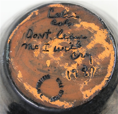3 Cole Pottery Bowls - Signed by Artist Celia Cole - Dated 1987 - Poems on Bottoms of Each Bowl - Bowls Measure 5 1/2 Across
