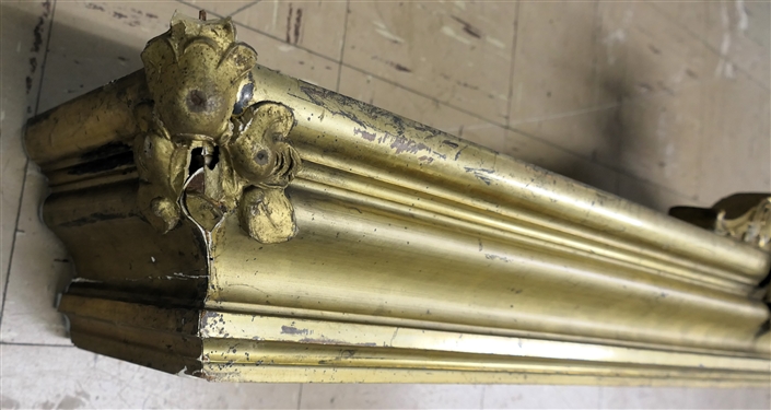 Incredible 19th Century Giltwood Window Cornice - Woman's Bust in Center - Ornate Center Crest and Corner Pieces - From Longgrass Plantation - Overall Measures 55