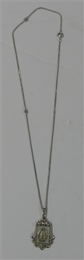 Sterling Silver Religious Pendant on Sterling Silver Chain  - Pendant with Marcasite Stones - Necklace Measures 16 Long