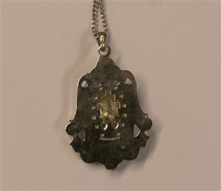 Sterling Silver Religious Pendant on Sterling Silver Chain  - Pendant with Marcasite Stones - Necklace Measures 16 Long
