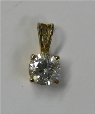 Nice Looking Gold Over Sterling Silver CZ Solitaire Pendant - Approx 1 Carat 