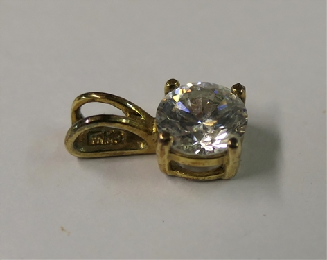 Nice Looking Gold Over Sterling Silver CZ Solitaire Pendant - Approx 1 Carat 