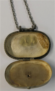 Turkish Silver Necklace with Silver Box Pendant - Quartz Crystal Inside - Silver Necklace Measures 30 Long