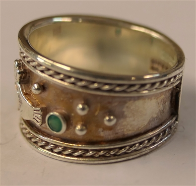Sterling Silver Green Agate Claddagh  Ring Made in Ireland - New in Original Green Presentation Box - Ring Size 6 1/2