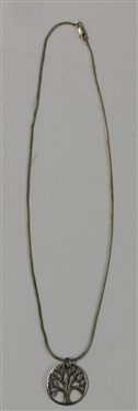 Sterling Silver Necklace with Sterling Silver Tree of Life Pendant - Necklace Measures 17 Long - Pendant Measures 3/4 Across