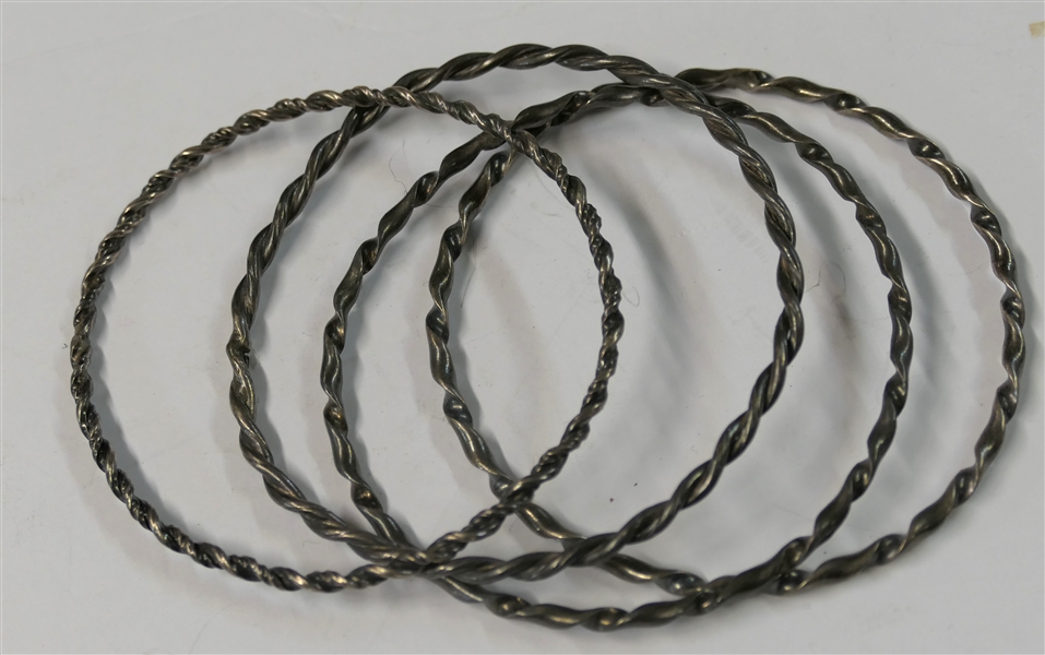 4 Twisted Sterling Silver Bangle Bracelets 