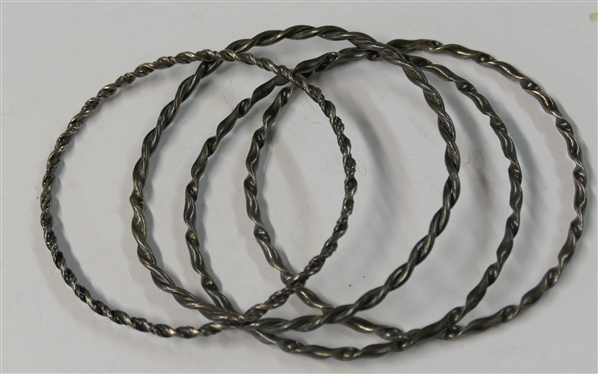 4 Twisted Sterling Silver Bangle Bracelets 