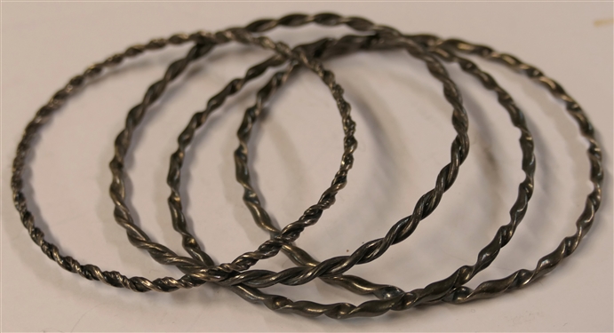 4 Twisted Sterling Silver Bangle Bracelets 