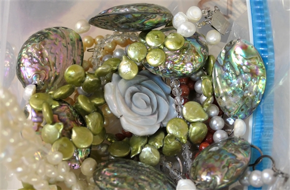 Large Mixed Lot of Beaded Jewelry, Costume Jewelry, and Broken Pieces for Repurposing or Repair - Pearls, Stones, and Beads 
