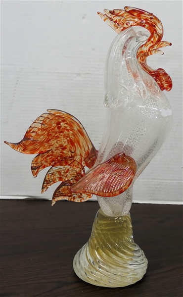 Large Murano Italian Art Glass Rooster Statue - Hand Blown - Original Murano Sticker - Statue Measures 15 1/2" Tall 