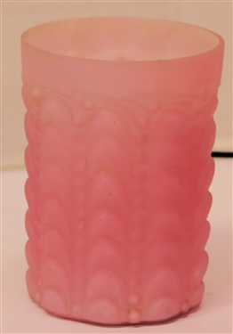 Turn of The Century Consolidated Glass Guttate Pink Satin Glass Pitcher and Glasses Set - 9 1/2 Pitcher with Applied Handle and 4 - 4 Tumblers 
