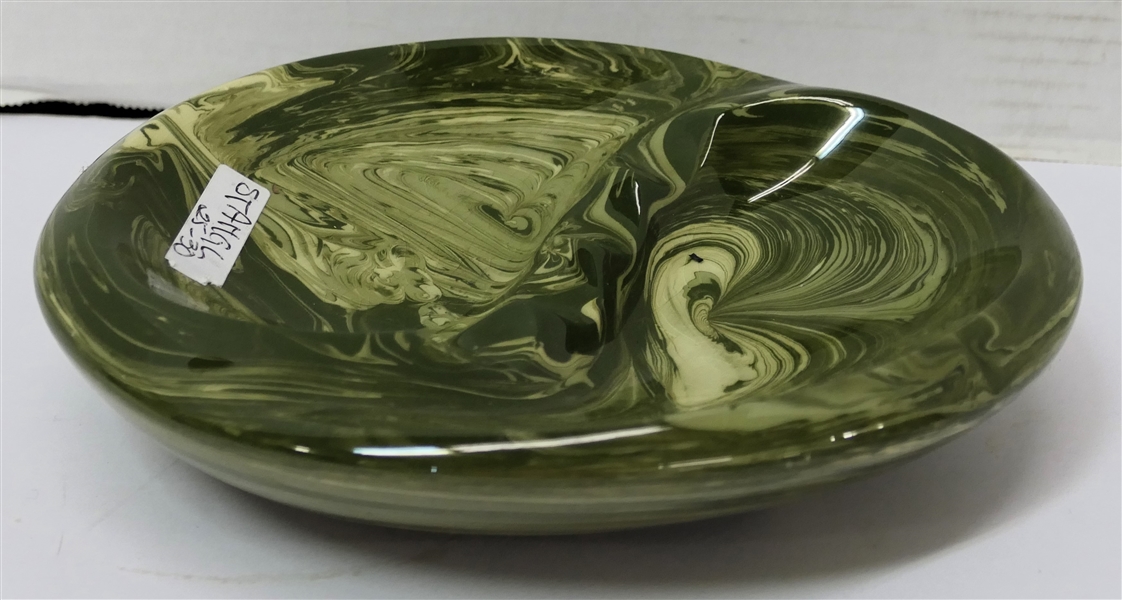 Stangl Art Pottery Ash Tray - Green Swirl Glaze - Ash Tray Measures 8 1/4" by 7 1/4"