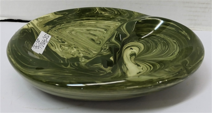 Stangl Art Pottery Ash Tray - Green Swirl Glaze - Ash Tray Measures 8 1/4 by 7 1/4