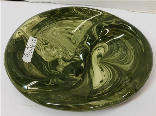 Stangl Art Pottery Ash Tray - Green Swirl Glaze - Ash Tray Measures 8 1/4 by 7 1/4