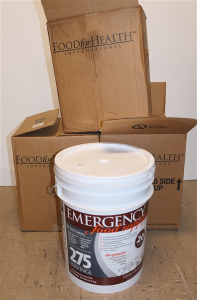 3 - "Emergency Food Supply" Buckets in Original Boxes 275 Servings Per Bucket - Factory Sealed - Manufactured in 2010