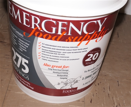 3 Buckets  Emergency Food Supply Buckets in Original Boxes 275 Servings Per Bucket - Factory Sealed - 2 2010 and 1 2009