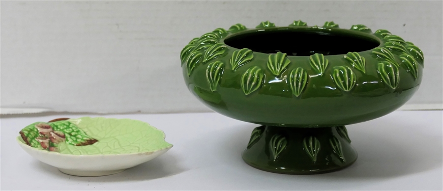 Carlton Ware - Australian Design Leaf Dish and Green Footed Planter 3 1/2 tall 6 1/2 Across
