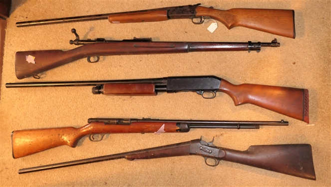Shotguns and Rifles - Keystone Arms Co. 16 Gauge Shotgun, W. Richard Belgium Laminated Steel Rabbit Ears Double Barrel Shotgun, Virginia Arms Co. Richmond VA - Nitro 12 Gauge Shotgun