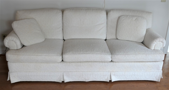Beautiful Baker Furniture White Boucle Sofa - Down Cushions -Couch Measures 84 Long