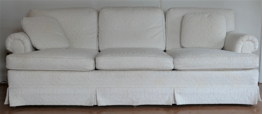 Beautiful Baker Furniture White Boucle Sofa - Down Cushions -Couch Measures 84 Long