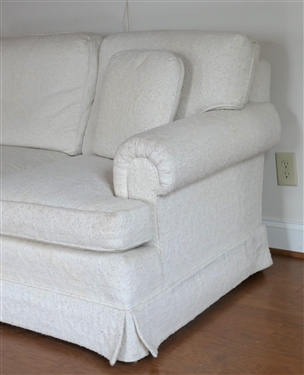 Beautiful Baker Furniture White Boucle Sofa - Down Cushions -Couch Measures 84 Long
