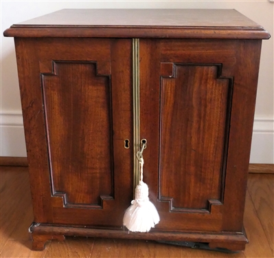 Nice Small Mahogany Specimen / Collectors Cabinet with Graduating Drawers - Wood Knobs, Paneled Doors with Brass Hardware - Missing Part of One Foot - Cabinet Measures 15 Tall 14 1/2 By 11 1/2 -...