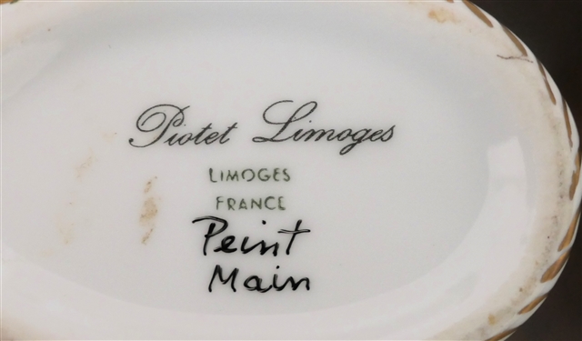 Piolet Limoges Hand Painted Dresser Box with Fruits - Box Measures 3 1/4 Tall 3 1/4 by 2 