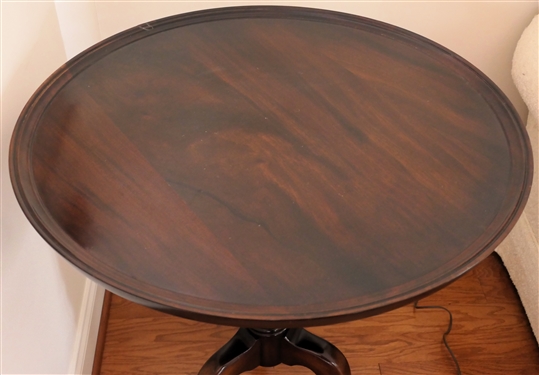Nice Mahogany Tilt Top Tea Table - Queen Anne Style Padded Feet -Turned Pedestal - Table Measures 29 Tall 28 Across