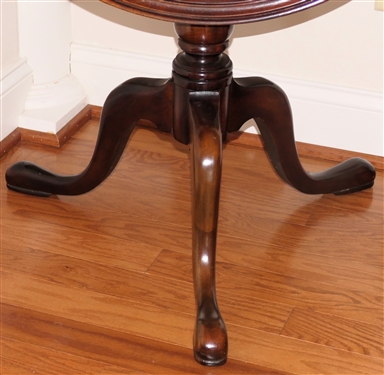 Nice Mahogany Tilt Top Tea Table - Queen Anne Style Padded Feet -Turned Pedestal - Table Measures 29 Tall 28 Across