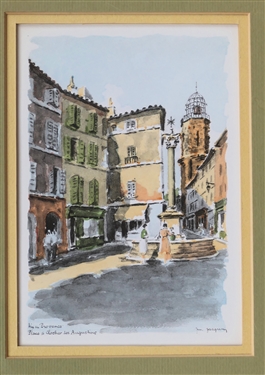 4 Nicely Framed and Matted French Fountain Prints - Each Frame Measures 9 1/4 By 8 3/4 
