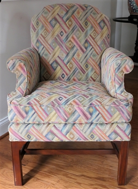 Nice Ruby Ansley Interiors Petit Arm Chair with Clean Earth Tone Upholstery - Chair Measures 37 Tall 28 1/2 Wide