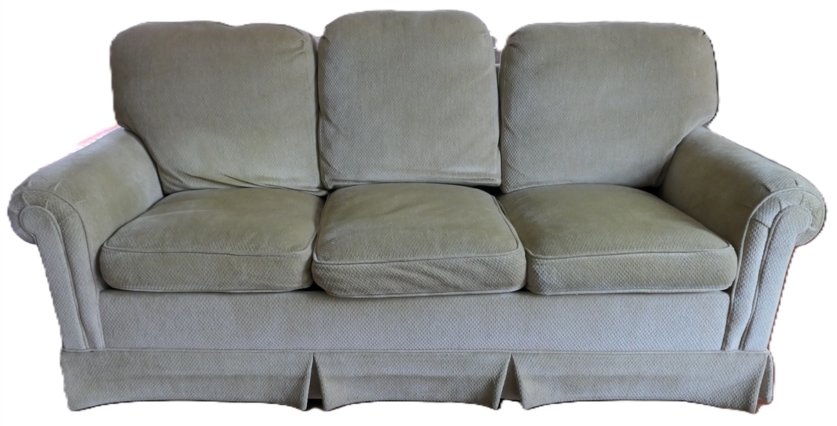 Very Clean Light Sage / Moss Green Chenille Sleeper Sofa - Couch Measures 72" Long