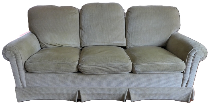 Very Clean Light Sage / Moss Green Chenille Sleeper Sofa - Couch Measures 72 Long