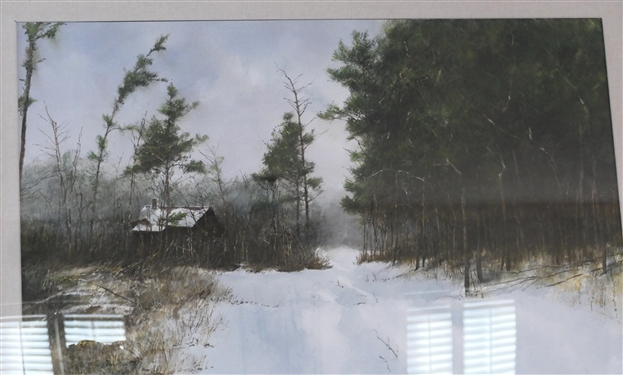 Beautiful Winter Scene Original Watercolor By Donny Finley - Alabama Artist - Signed in Lower Right Corner Donny Finley AWS (American Watercolor Society) -Beautifully Framed and Matted in Gold...