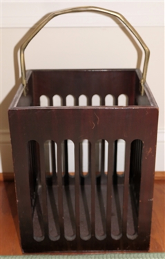 Mahogany Finish Kindling Box with Brass Handle - Box Measures 12 Tall 10 by 10 