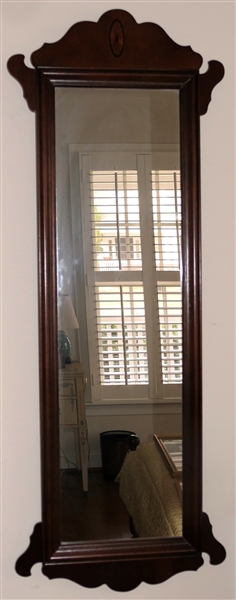 Beautiful Mahogany Chippendale Style Mirror with Inlaid Crest - Mirror Frame Measures 42" By 16" 