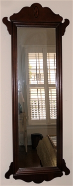 Beautiful Mahogany Chippendale Style Mirror with Inlaid Crest - Mirror Frame Measures 42 By 16 