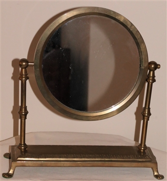 Brass Claw Foot Vanity Mirror - Measures 10 Tall 9 Across 