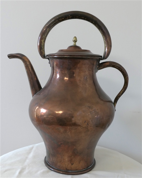Very Large 19th Century Double Handled Copper Tea / Coffee Pot - Measures 15" Tall 