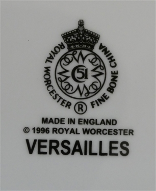 28 Pieces of Royal Worcester Versailles Fine China - 12 Dinner Plates, 12 Dessert / Bread Plates, and 4 Rimmed Soup Bowls - All in Near Mint Condition 