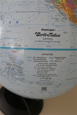 Replogle World Nation Series 12 Inch Diameter Globe with Black Plastic Stand 