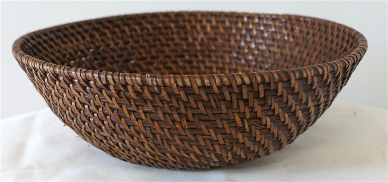 Woven Straw Basket Bowl - Measures 3 1/2 tall 9 3/4 Across