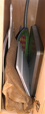 Cabinet Lot - Cutting Boards, Slate Cheese Board, and Plastic Serving Tray