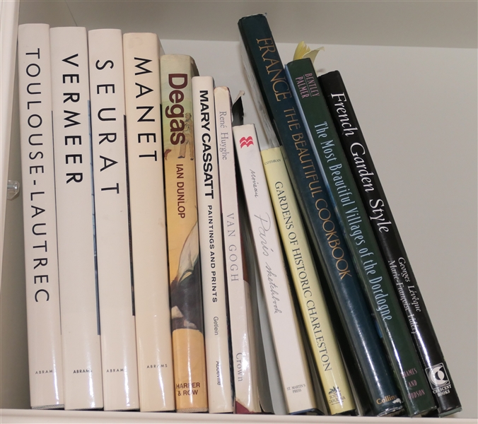 Collection of Hardcover Art and Garden Books - "French Garden Style" "France The Beautiful Cookbook" "Van Gogh" "Gardens of Historic Charleston" and Others