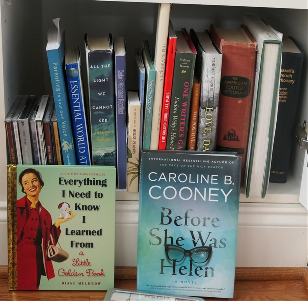 Lot of Books and CDs including Novels, Dictionary, Plants, "Everything I Need To Know I Learned From A Little Golden Book", Jersey Boys, Josh Grobin, Straight No Chaser, and More
