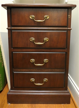 Nice Mahogany Finish 2 Drawer Filing Cabinet - Brass Hardware - Detailed Sides 