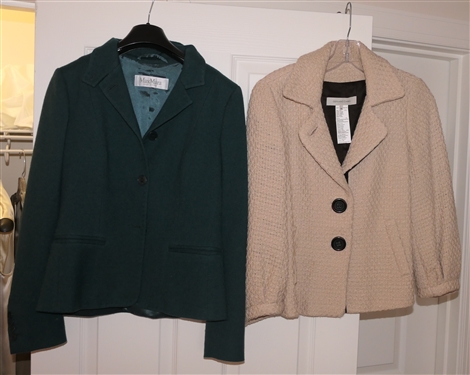 Max Mara - Made in Italy - Forest Green Blazer - Size 4 and Gerald Darel Tan Boucle Jacket - Size 4 - Both in Excellent Condition